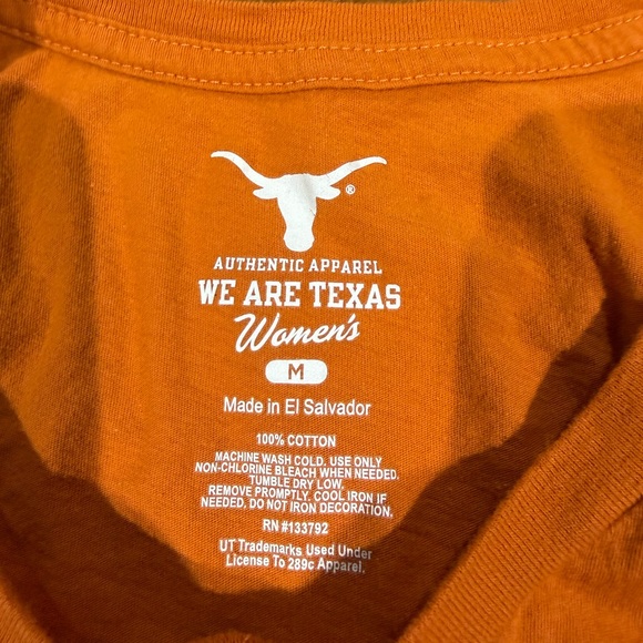 Burnt Orange Long Sleeve Texas Longhorns Tee Shirt Size M 100% Cotton Collegiate - Picture 3 of 6